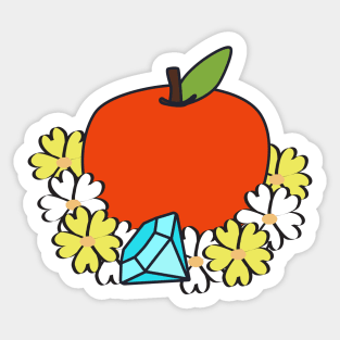 Fairy Tale Snow White Apple and Flowers Icon Sticker